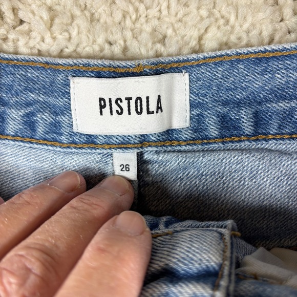 Pistola Womens Size 26 Blue Denim Distressed High Rise Cutoff Shorts - Picture 4 of 10